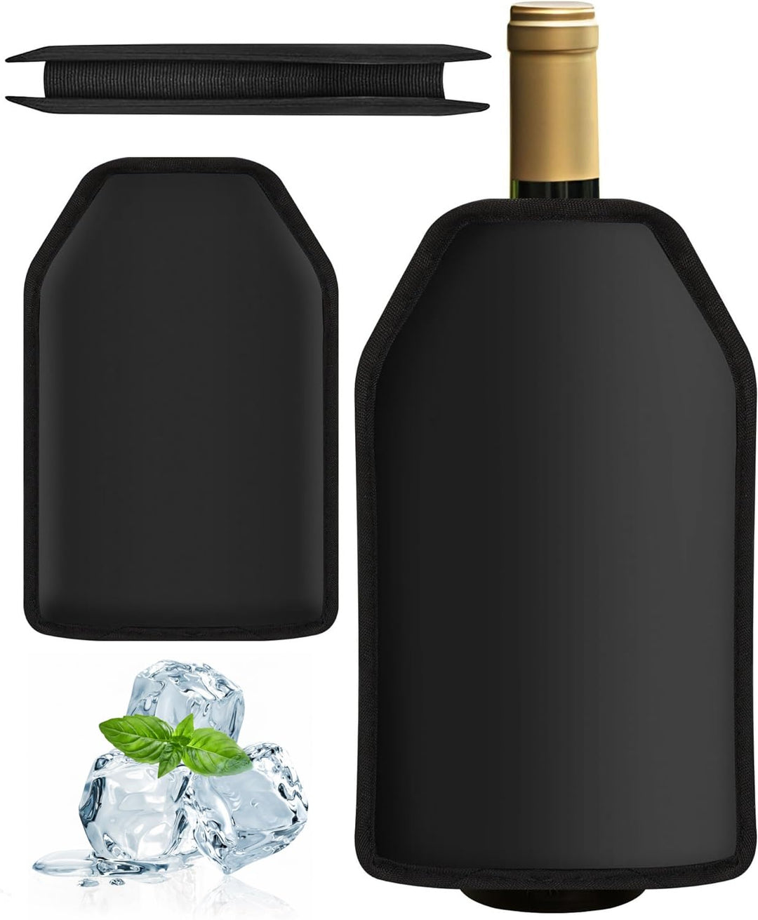 2 Stück Weinkühler Manschette Flaschenkühler Schwarz Kühlmanschette Weinflaschen Champagner Kühler M