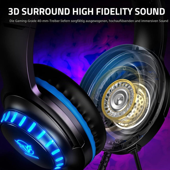 Pacrate Gaming Headset für PS4/PS5/Xbox One/PC/Nintendo Switch, PS4 Kopfhörer mit Kabel Xbox Headset