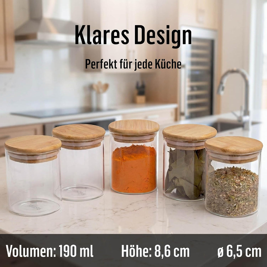 Deco Haus Gewürzgläser Set 10er - Gewürzdosen Set aus Glas - Vorratsgläser Set für Deine Gewürze Auf