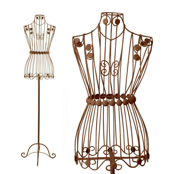 PrimoLiving Metall Schneiderpuppe Bella Donna in Antikbraun - Deko Mannequin Büste im Vintage-Look -