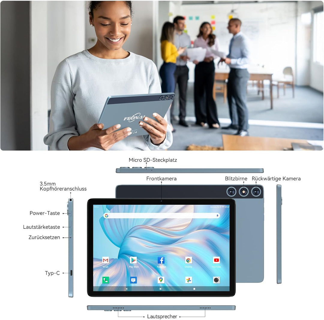2024 Neueste Android 14 Tablet 10 Zoll,4G LTE Tablets Mit 2 SIM 1 SD slot,5G Wifi Tablet PC Mit 14GB