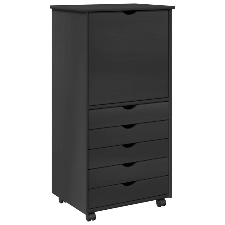 vidaXL Rollschrank 53 x 39 x 103 cm Massivholz Kiefer Grau, Grau