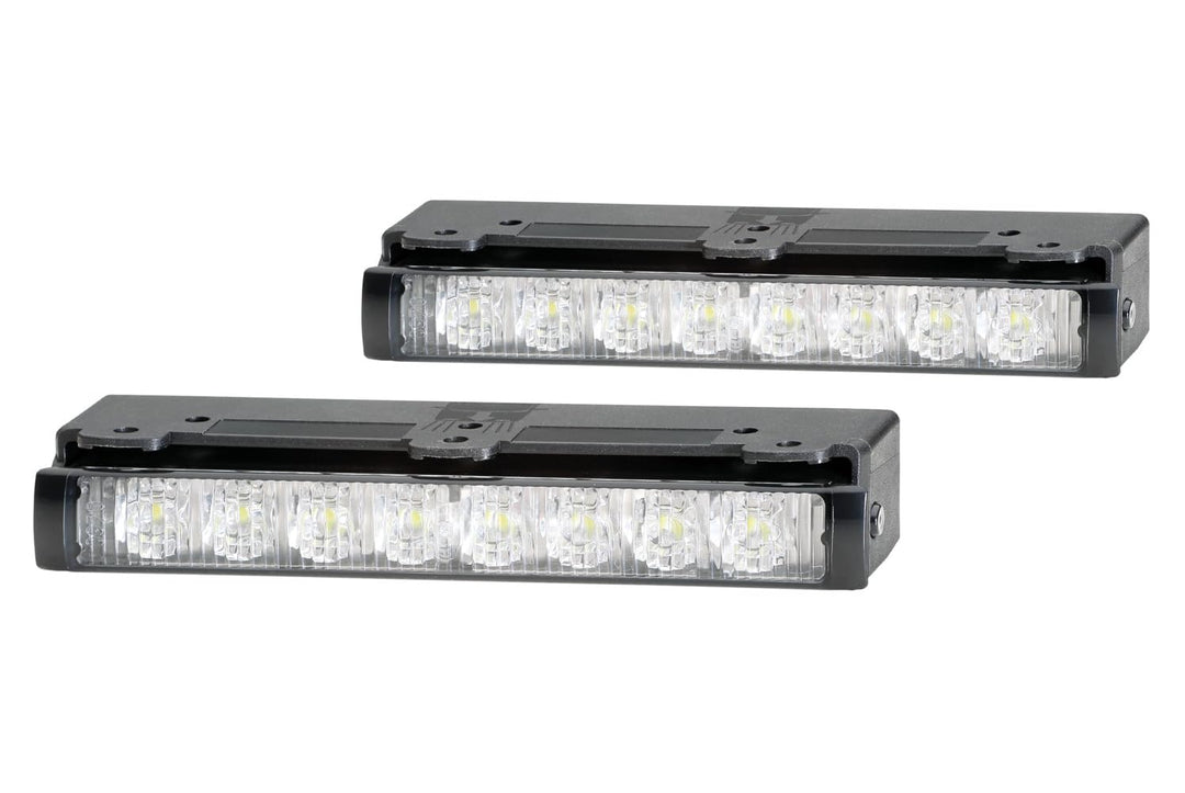 HELLA - LED-Tagfahrleuchtensatz - LEDayLine Zero - 12V - rechteckig - Anbau - Lichtscheibenfarbe: gl