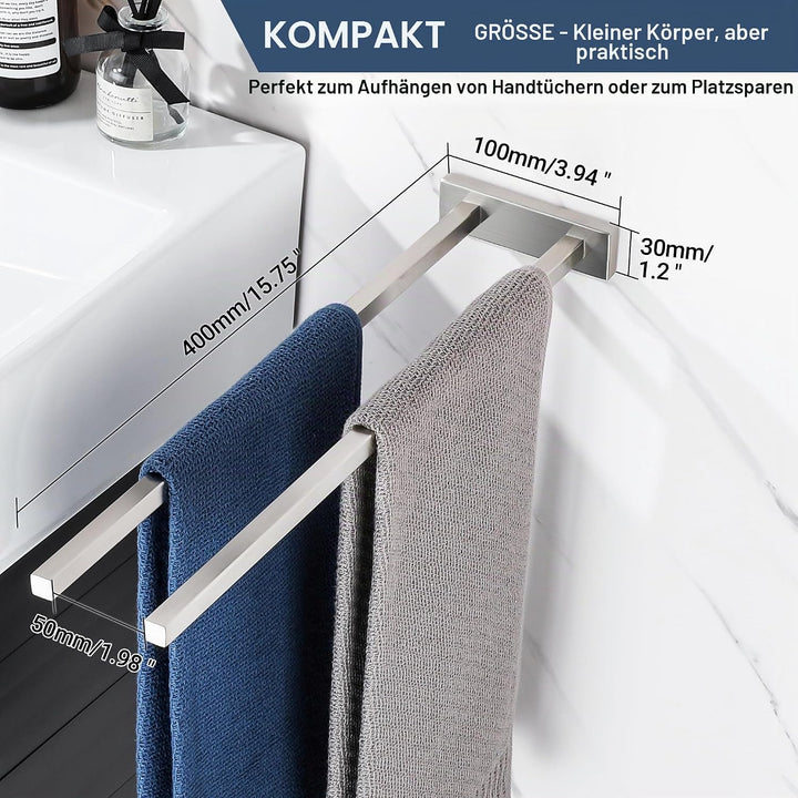 SAYAYO Handtuchhalter Bad Gebürstet Handtuchstange Zweiarmig Gästehandtuchhalter Wandmontage Edelsta