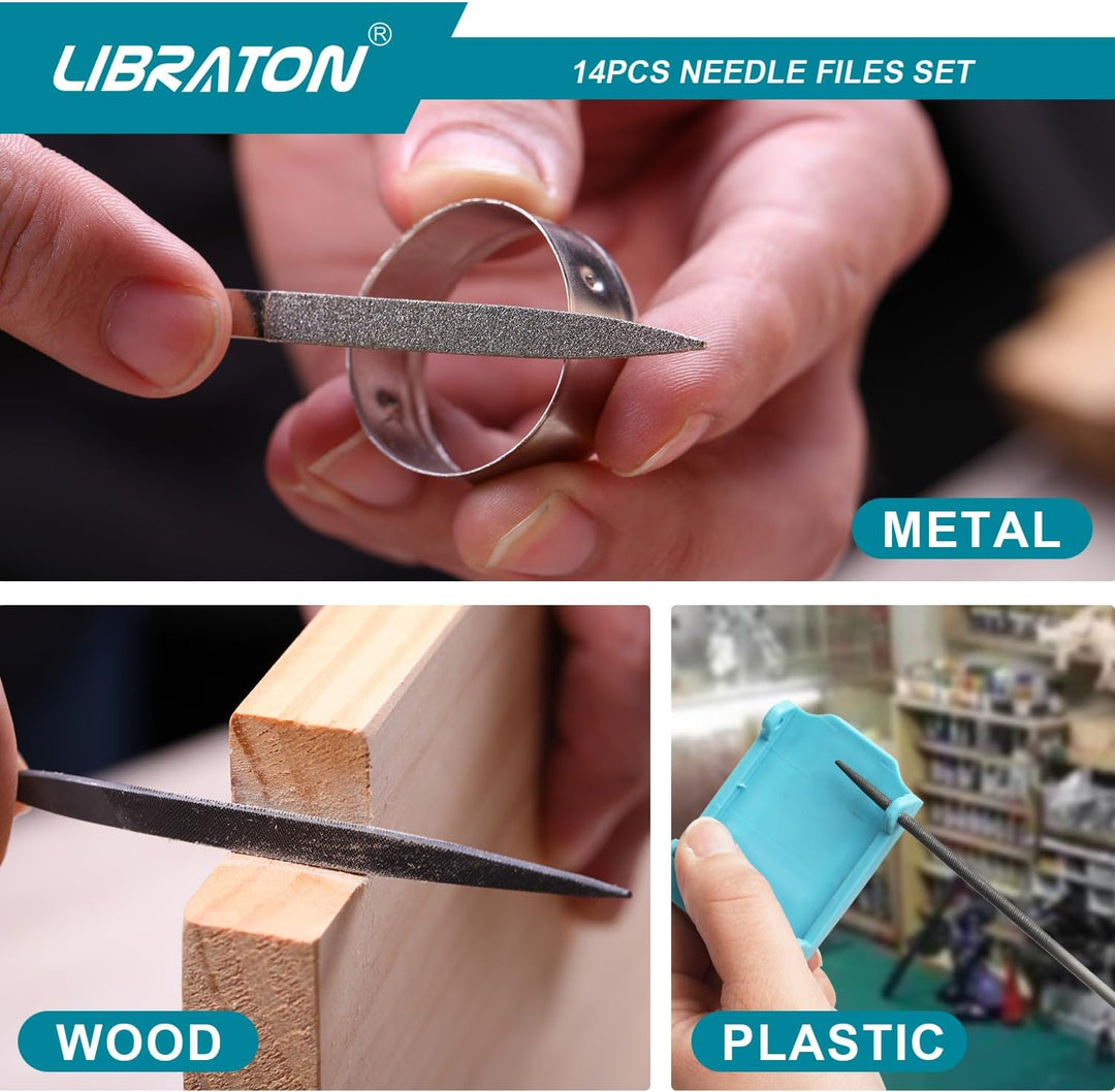 Libraton Nadelfeilen, Feilenset, Schlüsselfeilen 14tlg, 6 Diamantfeilen, 6 Kohlenstoffstahlfeilen mi