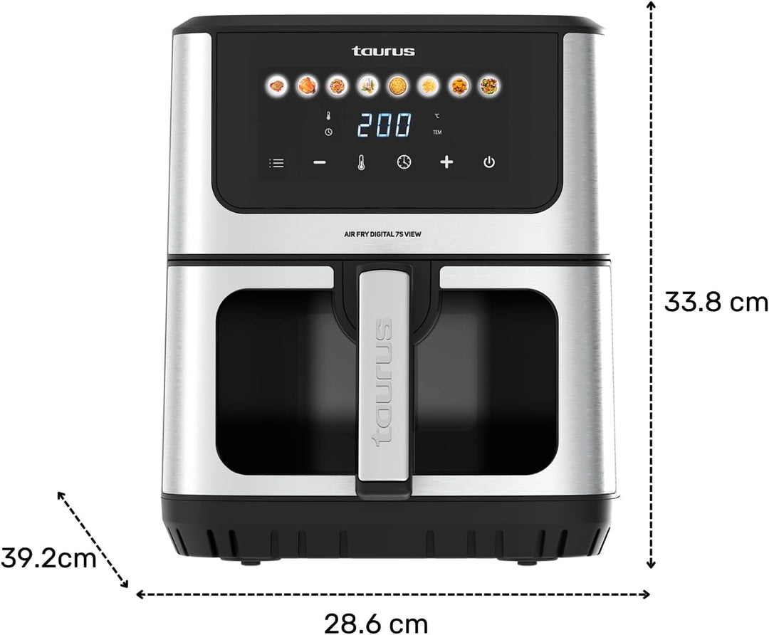 Taurus – Heissluftfritteuse Air Fry Digital 7S View, 1600W, 6,5L, 8 Programme, Touchscreen, Signalto