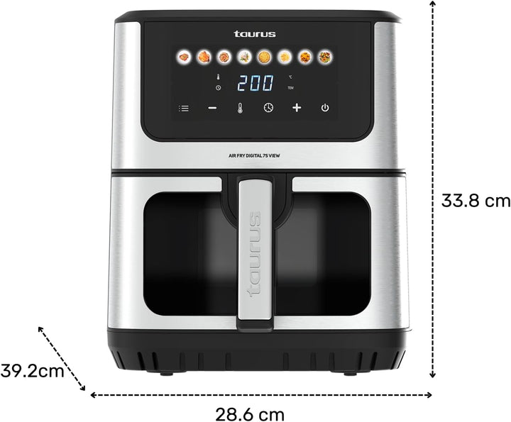 Taurus – Heissluftfritteuse Air Fry Digital 7S View, 1600W, 6,5L, 8 Programme, Touchscreen, Signalto