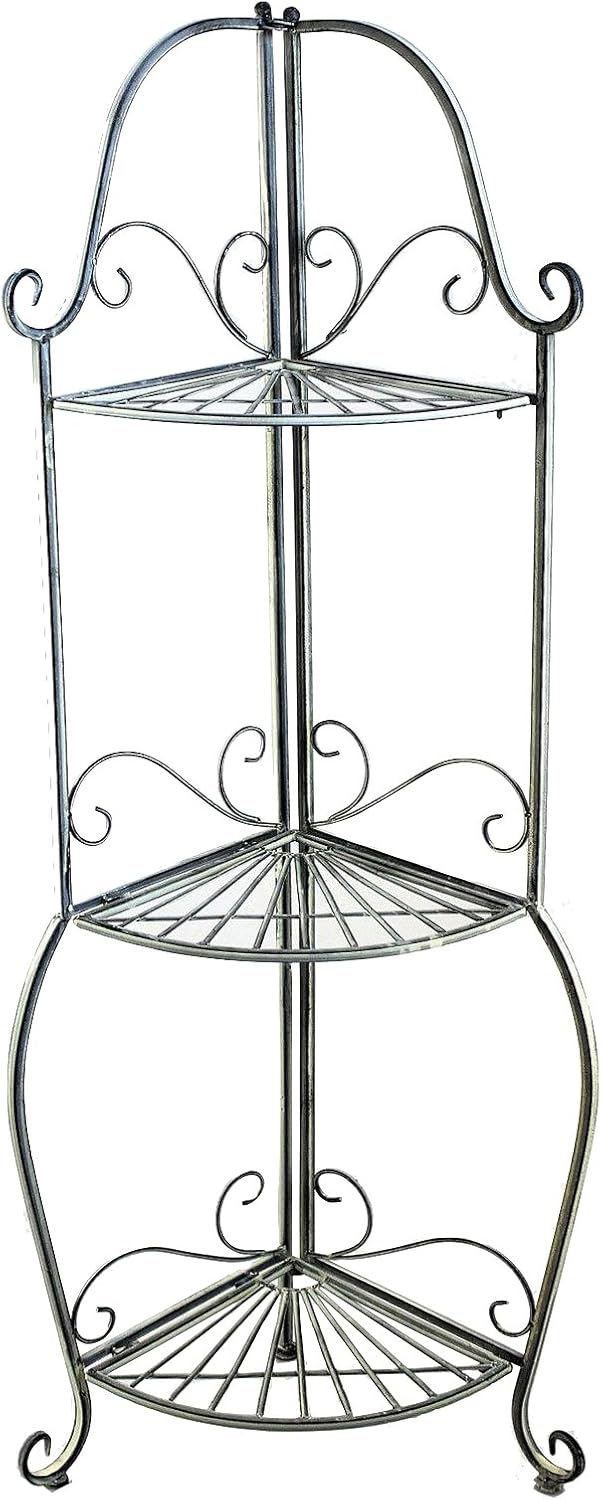 DanDiBo Eckregal Romance 20113 Regal aus Metall 125 cm Badregal Antik Grau Küchenregal