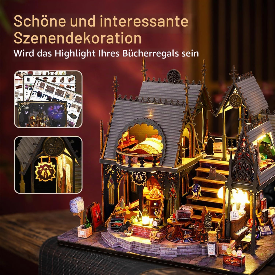 CRIOLPO Book Nook Kit-DIY Puppenhaus Holz Miniatur Haus Kit, Buch Ecke Miniatur Kit für Erwachsene T