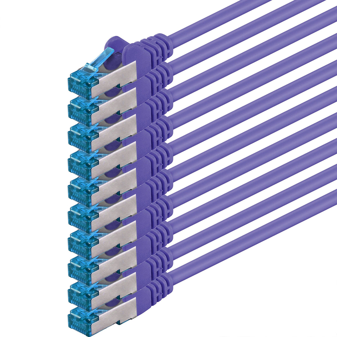 5m - CAT6a - Netzwerkkabel violett - 10 Stück CAT 6 A Patchkabel 10000 Mbit s SFTP PIMF 500 MHz komp