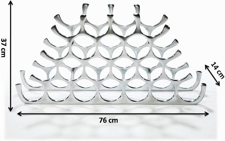 Kobolo Weinregal Circle, 76x14x37 cm, Silber, Metall-Aluminium, modernes &amp; platzsparendes Flaschenre