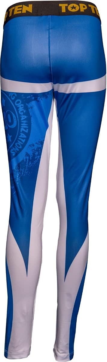TOP TEN Leggings, Kompressionshose „WAKO Stretch“ L Blau - Weiss, L Blau - Weiss