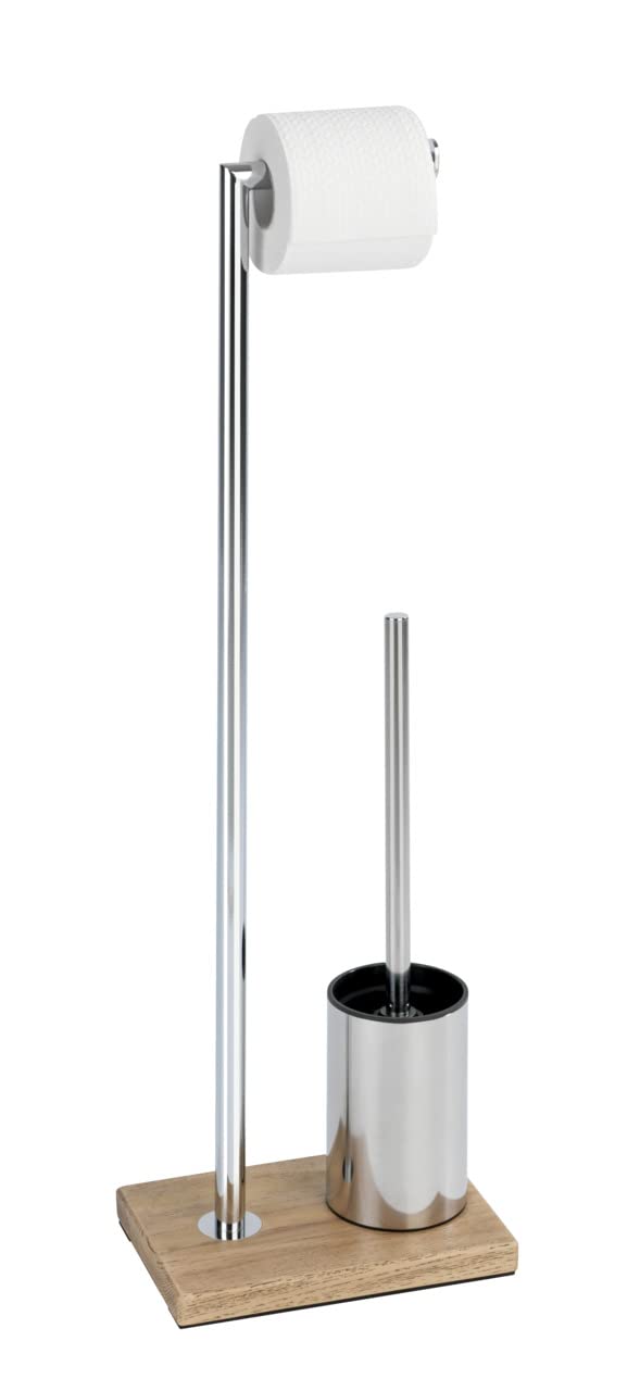 WENKO Stand WC-Garnitur Marla - WC-Bürstenhalter, Stahl, 22 x 74 x 15 cm, Chrom