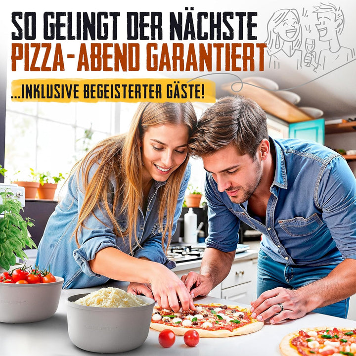 LOEWERK Pizzaballenbox mit Deckel [+ Teigspatel], 6er Set - Teiglinge leicht entnehmen - platzsparen