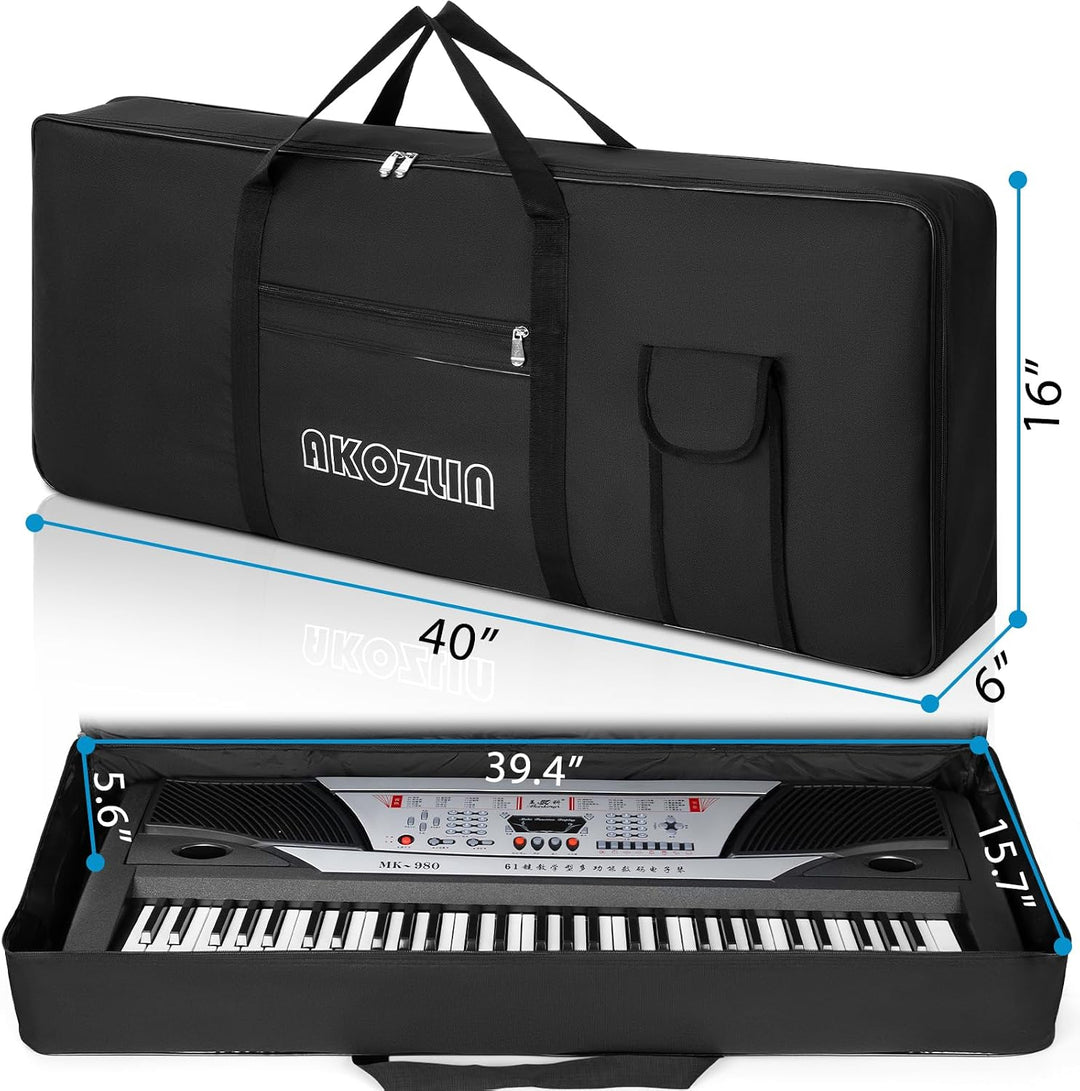 AKOZLIN Tragbare, gepolsterte Keyboard-Tasche mit 61 Tasten, Masse: 101,6 x 15,2 x 40,6 cm, Gigbag f