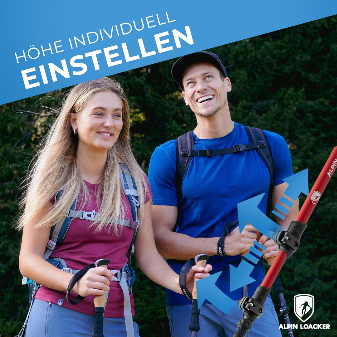 ALPIN LOACKER Teleskop Wanderstöcke Aluminium und Carbon mit Korkgriff I Leichte Nordic Walking Stöc