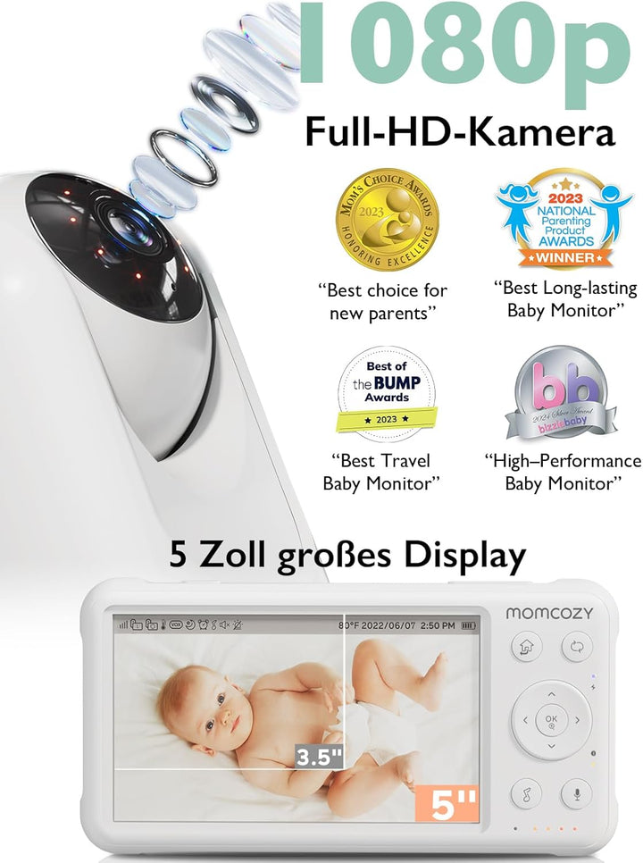Momcozy Video Babyphone mit Kamera, Baby Monitor, Babyfone, 1+1 Kit Display+1 Kamera, Display+1 Kame