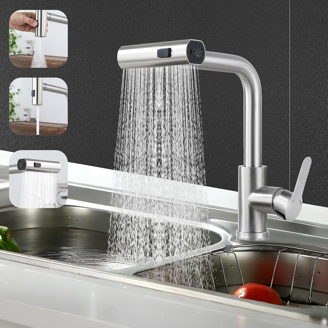 Mursche Wasserhahn Küche Küchenarmatur Ausziehbar - Waterfall Mischbatterie mit Brause Spültischarma