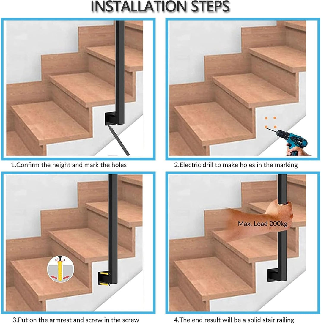 Treppengeländer Innen, U-FöRmige GeläNder Treppe, 35-110cm Handlauf Treppe,Metal GeläNder Drinnen/Ra