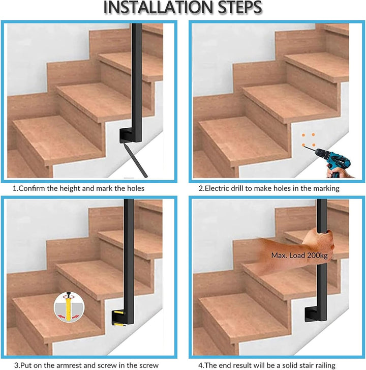 Treppengeländer Innen, U-FöRmige GeläNder Treppe, 35-110cm Handlauf Treppe,Metal GeläNder Drinnen/Ra