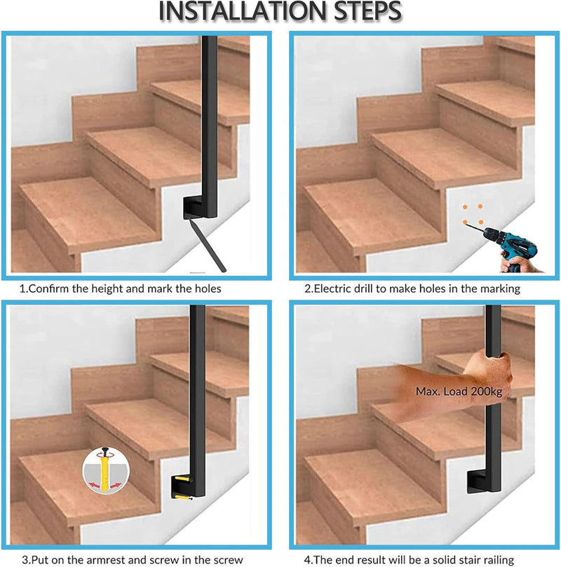 Treppengeländer Innen, U-FöRmige GeläNder Treppe, 35-110cm Handlauf Treppe,Metal GeläNder Drinnen/Ra