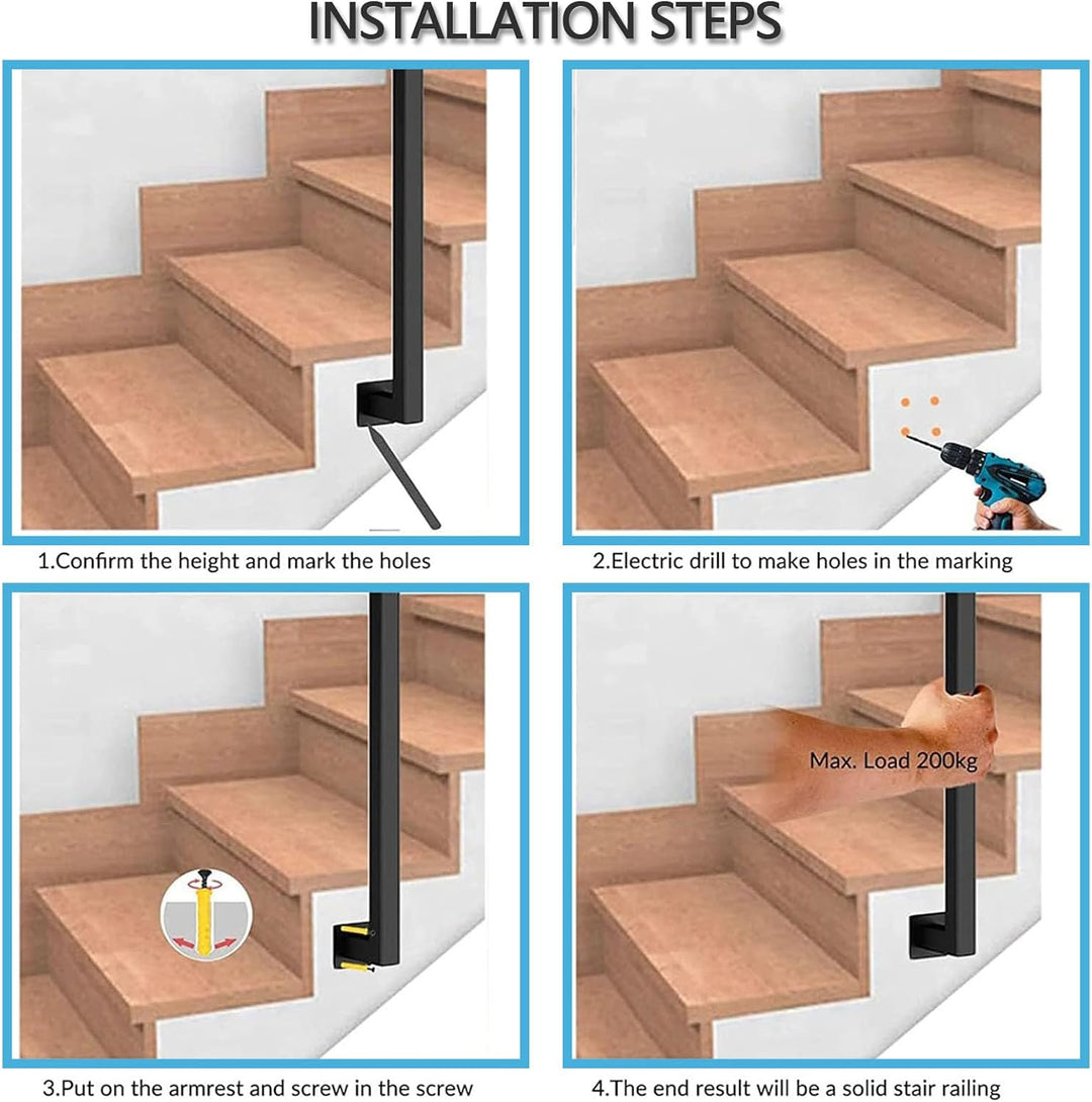 Treppengeländer Innen, U-FöRmige GeläNder Treppe, 35-110cm Handlauf Treppe,Metal GeläNder Drinnen/Ra