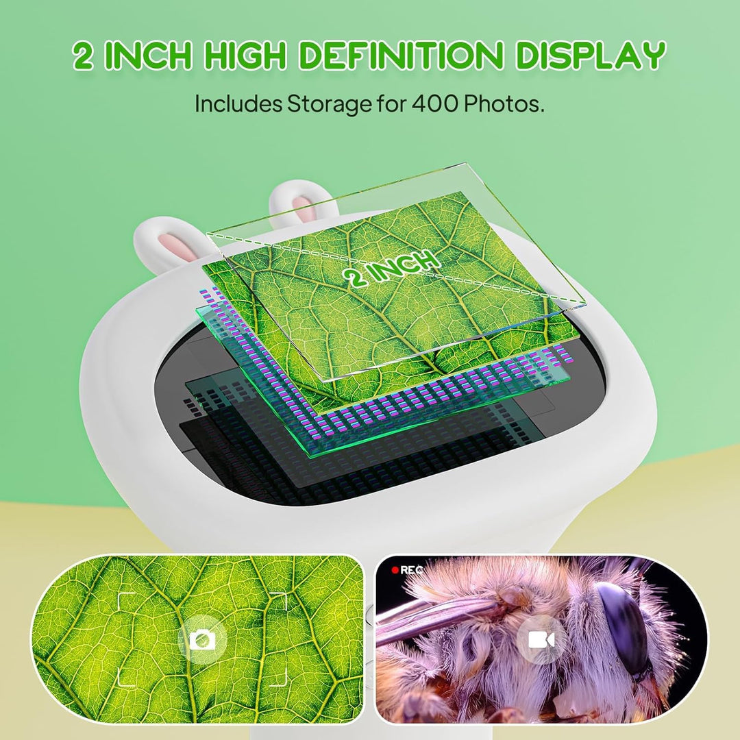 Handy-Mikroskop für Kinder, Ashfly 200X tragbares Taschenmikroskop, 2,0" IPS-Bildschirm USB Microsco