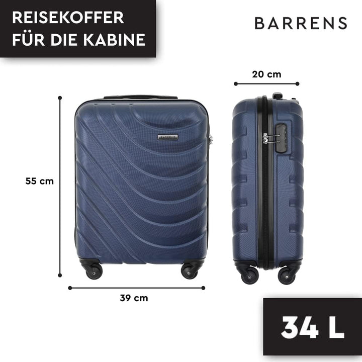 BARRENS Kabinenkoffer | Kabinengepäck | 55x39x20cm | 34 L | ABS | Chiffrierschloss Reisekoffer | Han