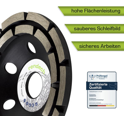 2x Profi Diamant Schleiftopf 115 mm für Beton, Stein, Fliesenkleber uvm. - Beton Schleifscheibe 115m