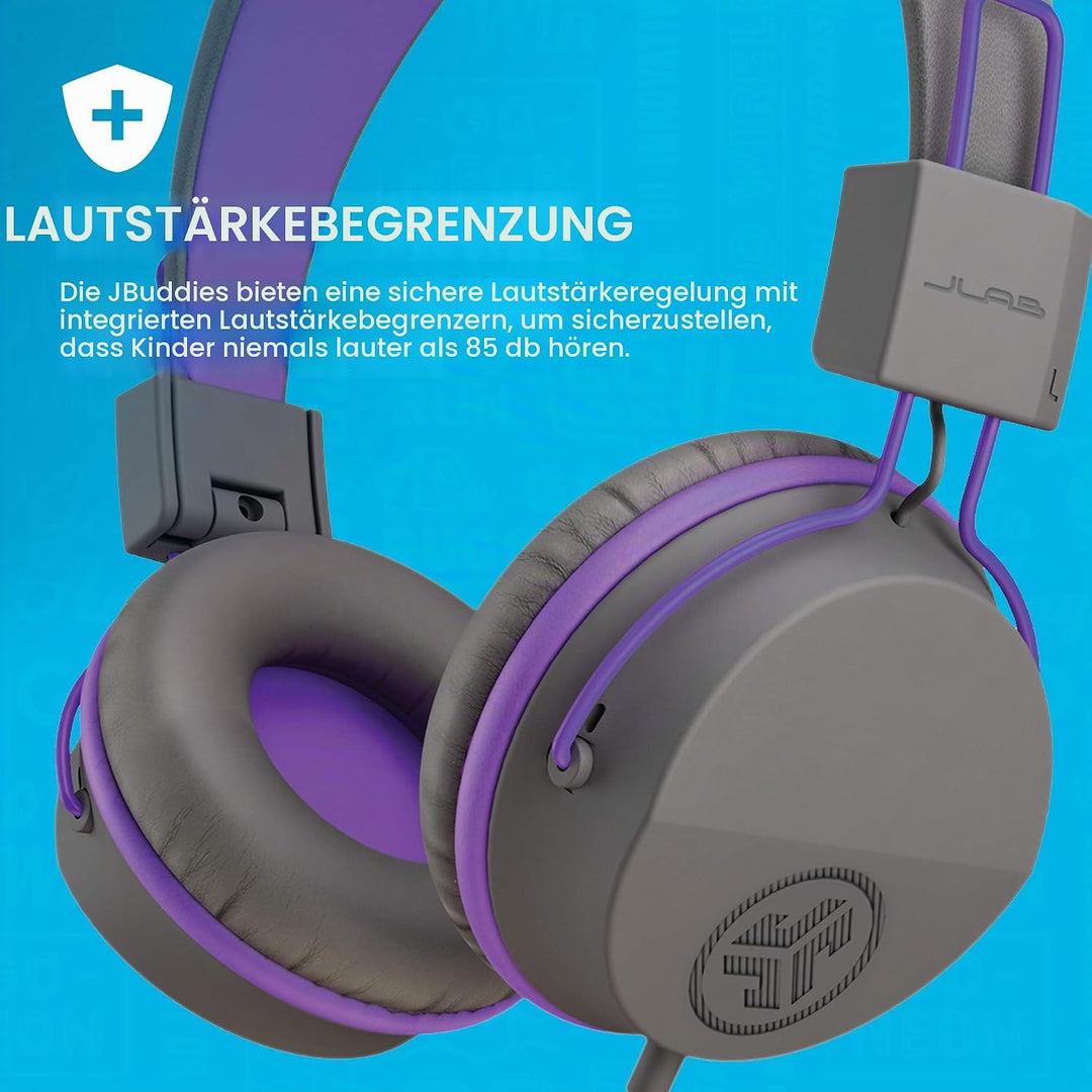 JLab Kopfhörer Kinder, JBuddies Over Ear Kinder kopfhörer mit Kabel, Kid Safe Lautstärkebegrenzung,