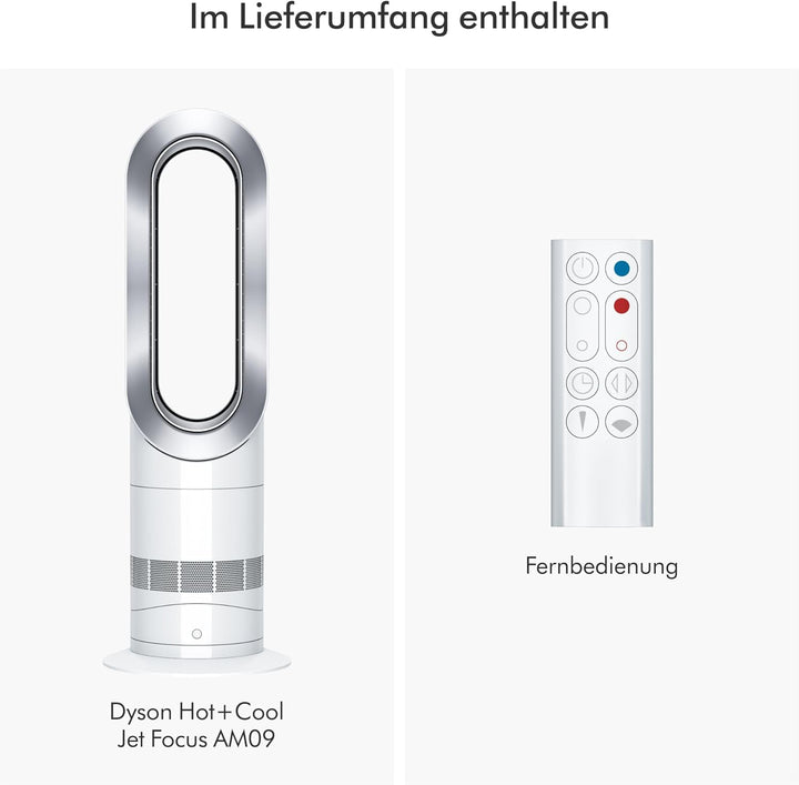 Dyson Hot+Cool Jet Focus AM09 - High Performance Cooling Fan and Fan Heater (White/Silver) AM09 Dyso