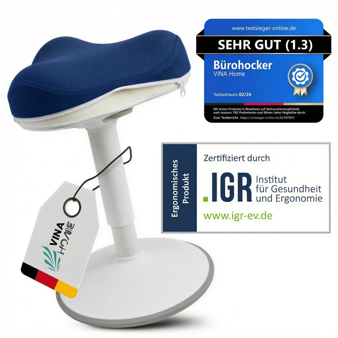 SH-01S Zip Ergonomischer Bürohocker mit abnehmbarem Zip-Bezug | Aktives Sitzen & Stabiler Schwingeff