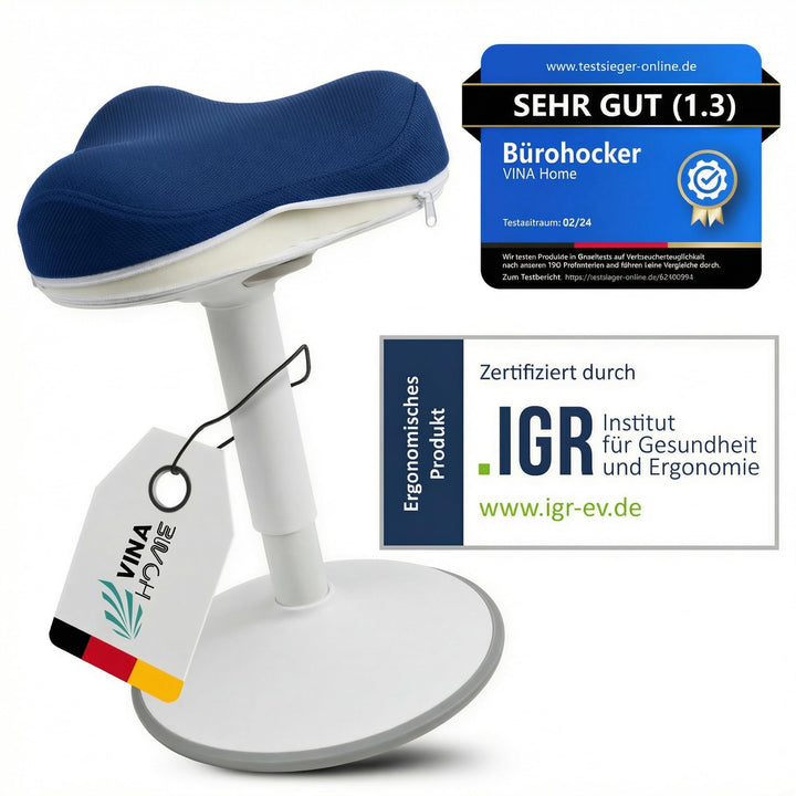SH-01S Zip Ergonomischer Bürohocker mit abnehmbarem Zip-Bezug | Aktives Sitzen & Stabiler Schwingeff