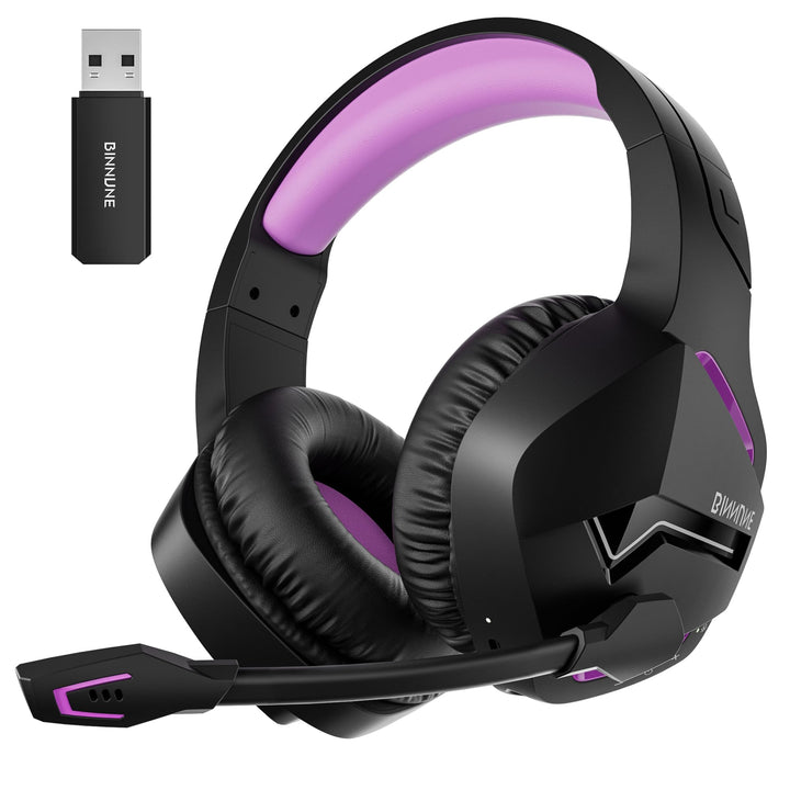BINNUNE Gaming Headset, Wireless Headset für PS4 PS5 PC PlayStation 4 5, Gaming Kopfhörer mit Mikrof