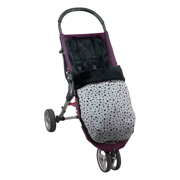 JYOKO Kids Fusssack für Kinderwagen kompatibel mit Baby Jogger City Mini (Fleece, Black Star), FLEEC