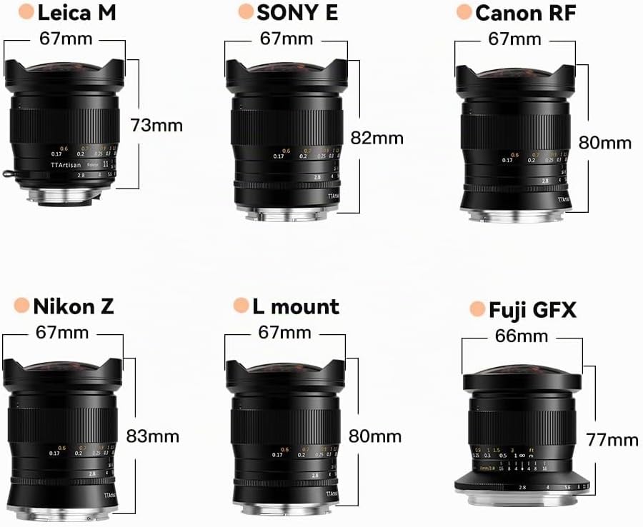 TT Artisan Fisheye Objektiv 11mm f 2.8 Anschluss Sony E Mount Ultra-Weitwinkelobjektiv für Vollforma