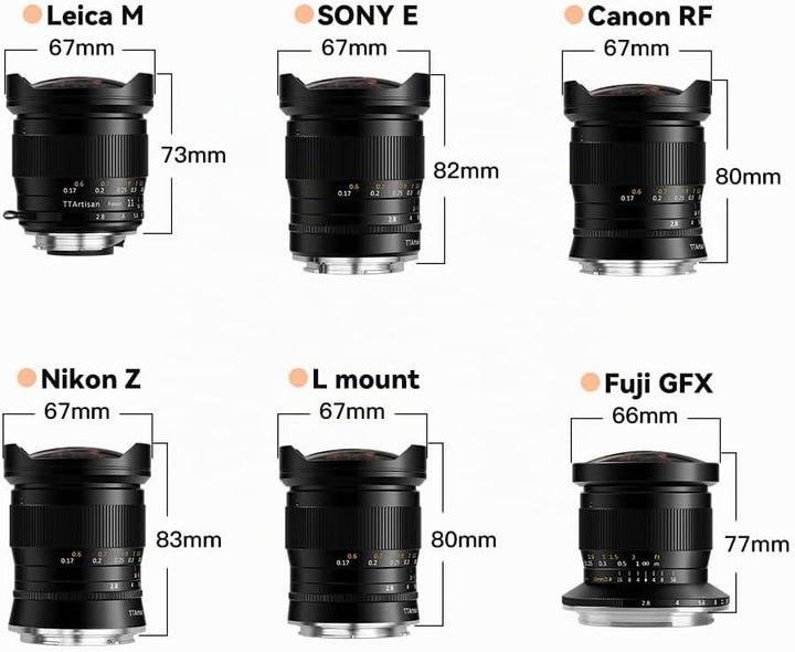 TT Artisan Fisheye Objektiv 11mm f 2.8 Anschluss Sony E Mount Ultra-Weitwinkelobjektiv für Vollforma