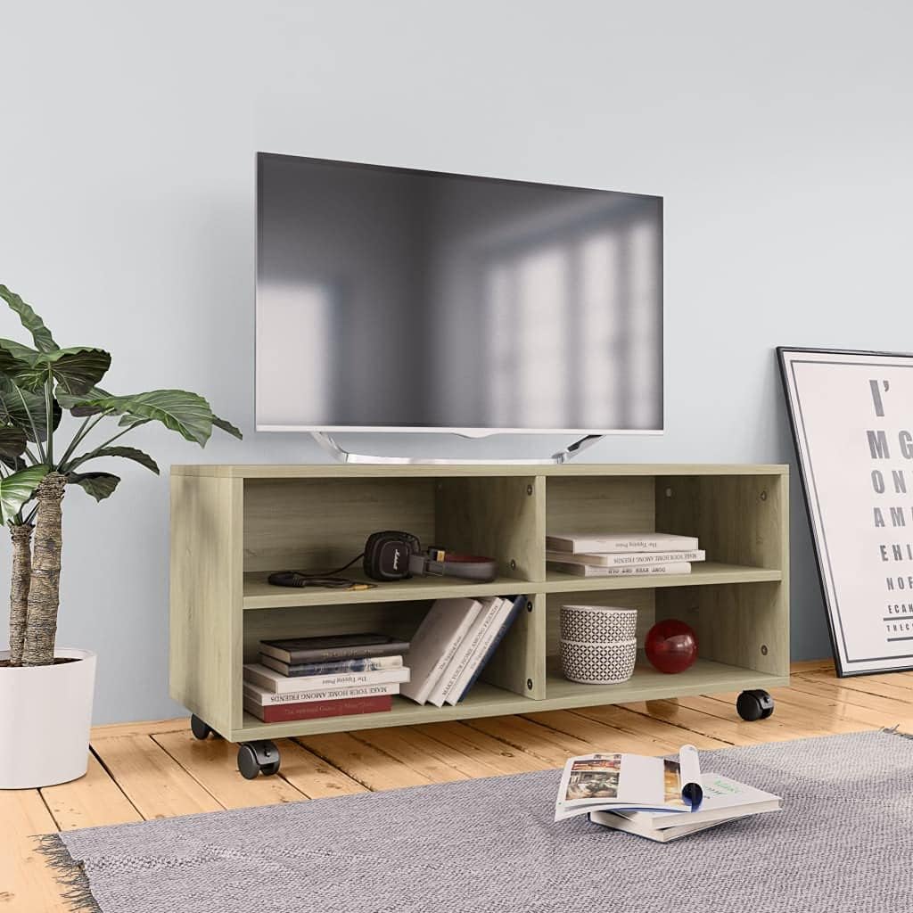 vidaXL TV Schrank mit Rollen Lowboard Fernsehtisch TV Möbel Board Tisch Fernsehschrank Sideboard HiF
