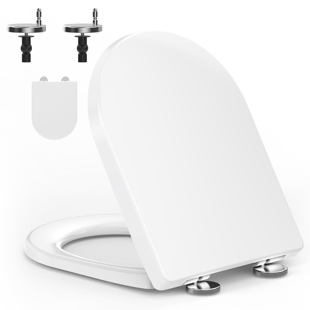 YEAUPE PRO Toilettendeckel mit Absenkautomatik D Form, WC Sitz [LANG] einfache Montage, Klodeckel ab