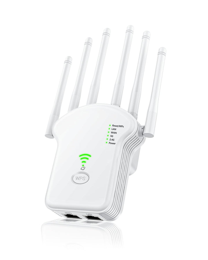 WLAN Verstärker Repeater 1200Mbit/s (867MBit/s 5GHz + 300MBit/s 2,4GHz),WiFi Booster mit Repeater/Ro