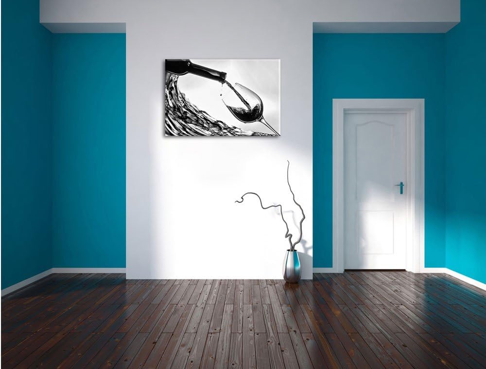 Monocrome, Wein, Format: 100x70 auf Leinwand, XXL riesige Bilder fertig gerahmt mit Keilrahmen, Kuns