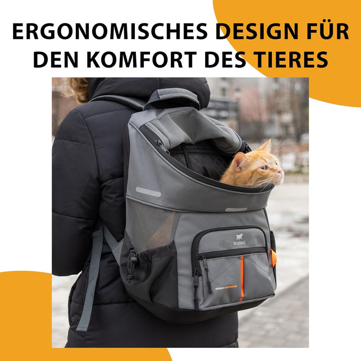 Ferplast Hunderucksack Voyager Backpack, Katzenrucksack, Hundetasche, Hundebox, Weite Öffnung, verst