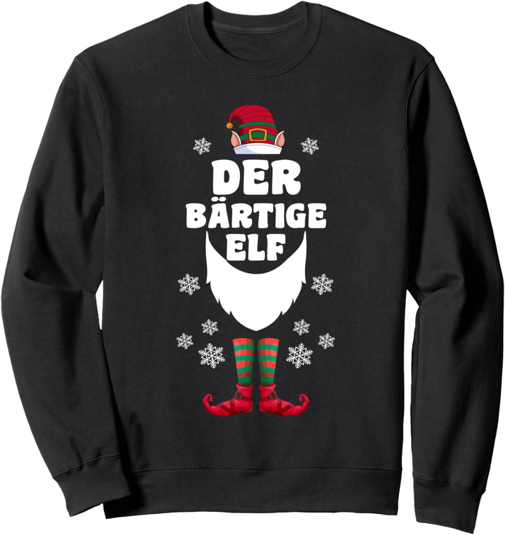 Bärtiger Elf Elfen Familien Weihnachts Outfit Weihnachtself Sweatshirt