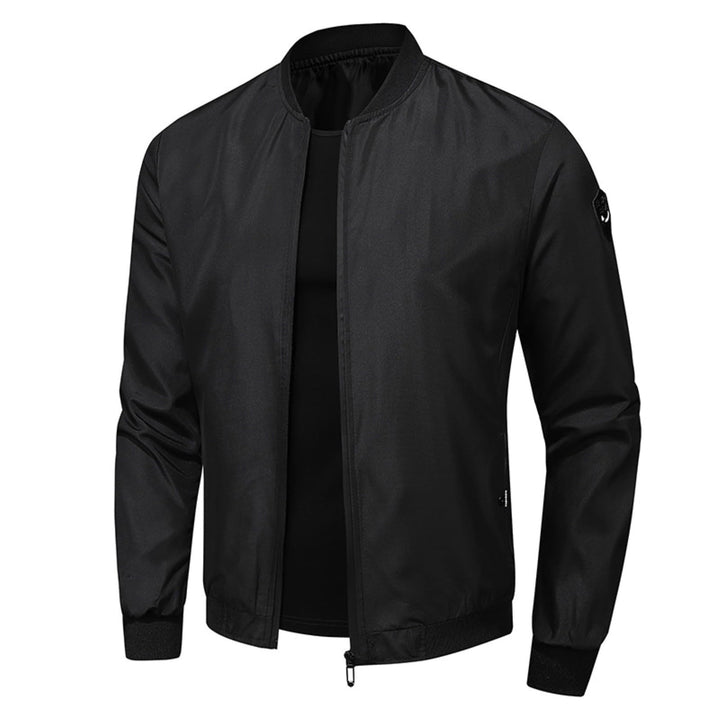 Herren Leichte Dünne Bomberjacke mit Ärmeltasche Blouson Jacke Übergangsjacke Stehkragen US Fliegerj