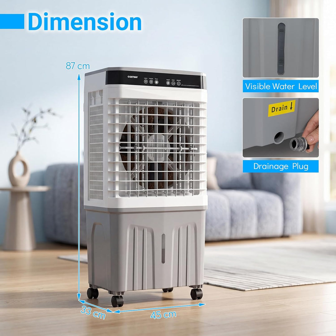 COSTWAY Luftkühler mit Wasserkühlung, mobile Klimaanlage ohne abluftschlauch leise, Kühlventilator m