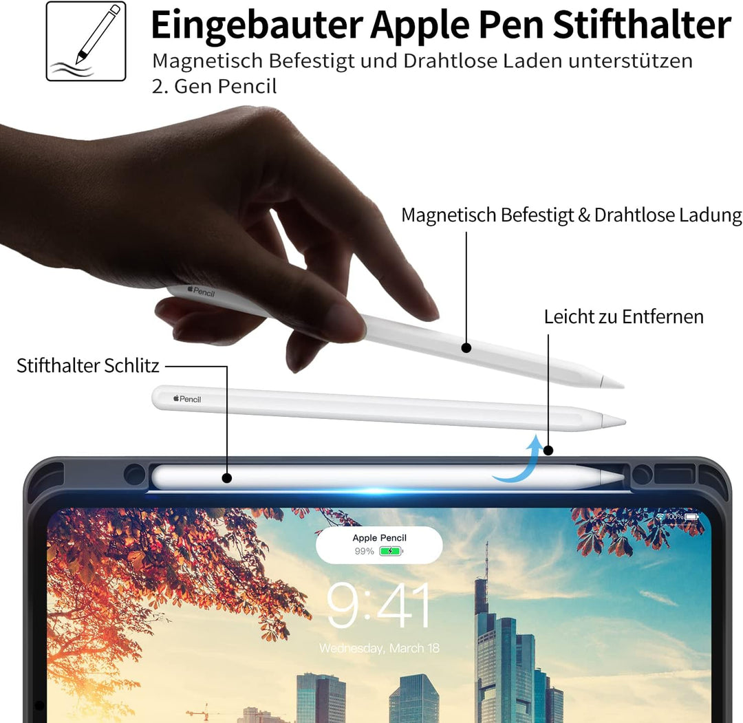 HOLIMET Hülle für iPad Pro 12.9 Zoll 2022/2021/2020/2018 (6./5./4./3. Generation) mit Stifthalter, P