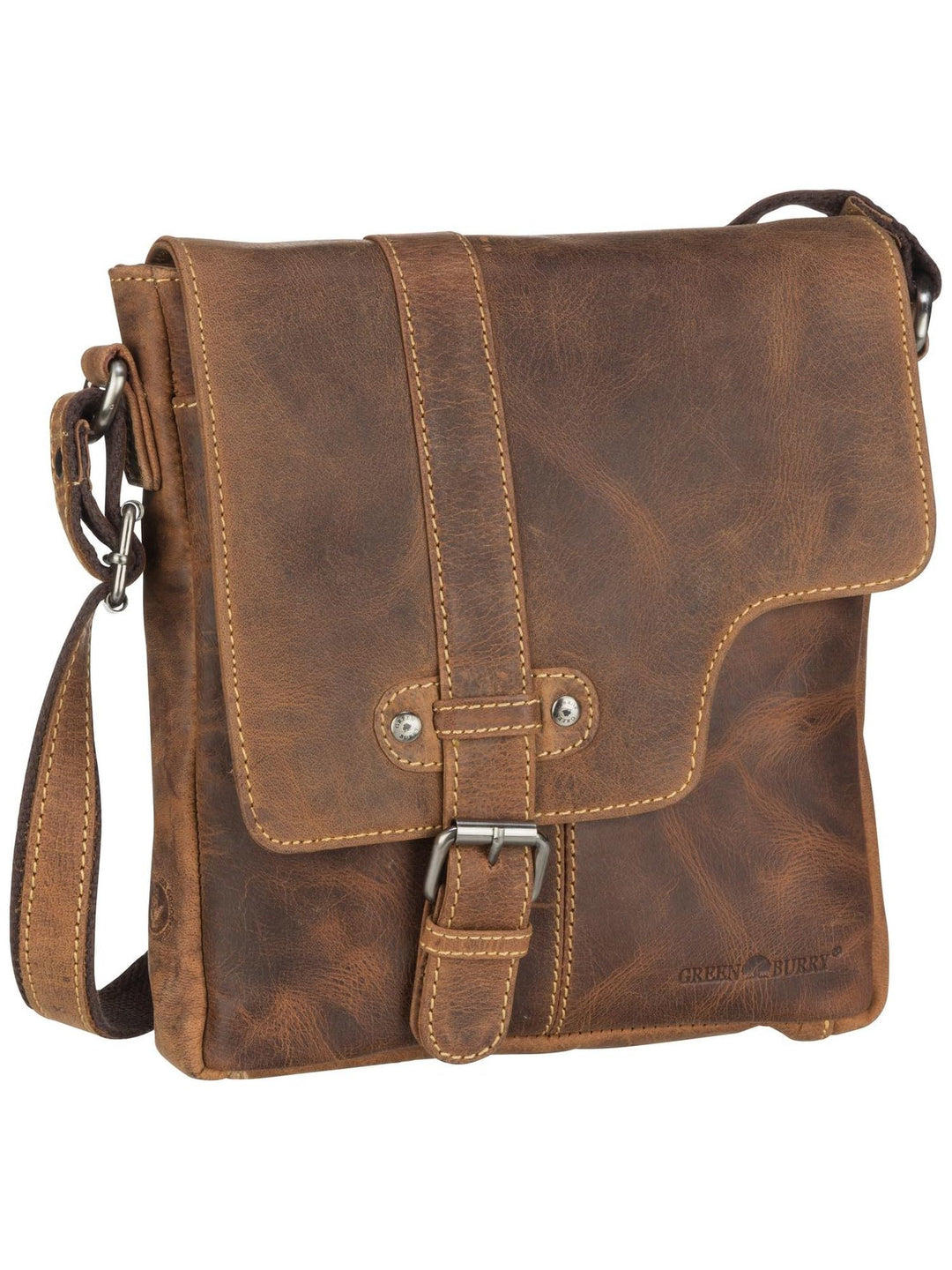 Greenburry Vintage Umhängetasche Leder 22 cm Brown, Brown