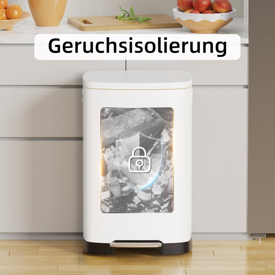 KSSKSS Mülleimer Küche, 50 Liter, Abfalleimer, Treteimer mit sanft schliessendem Deckel und Fusspeda