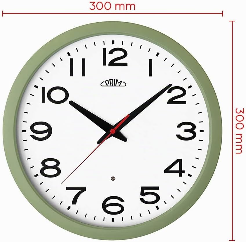 PRIM Insight Leuchtende Design Kunstoff Wanduhr, Weiss/Grün, Licht- und Geräusch-Sensor, Quarz-Uhrwe