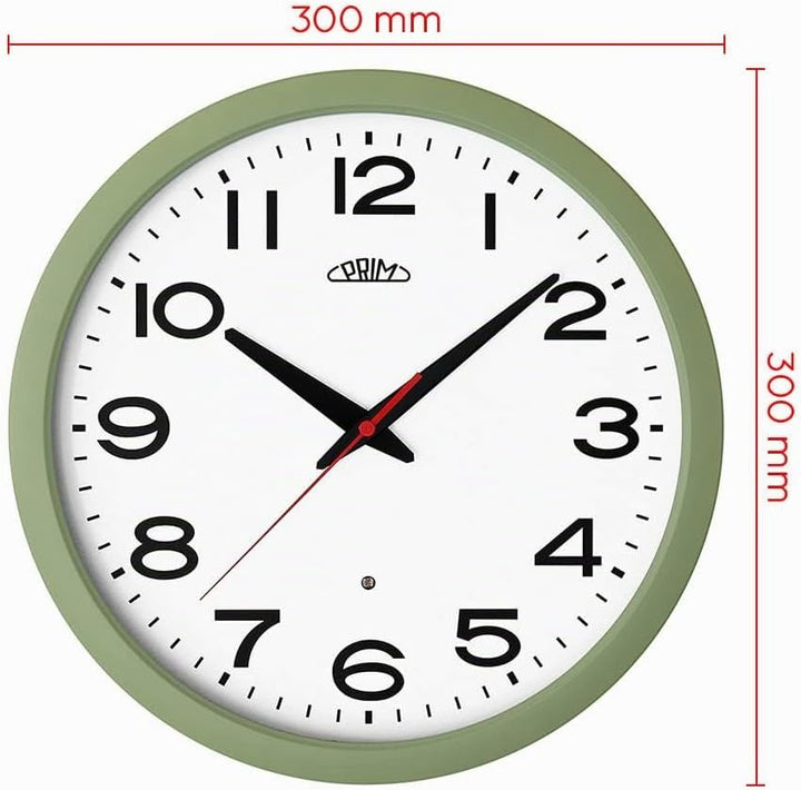 PRIM Insight Leuchtende Design Kunstoff Wanduhr, Weiss/Grün, Licht- und Geräusch-Sensor, Quarz-Uhrwe